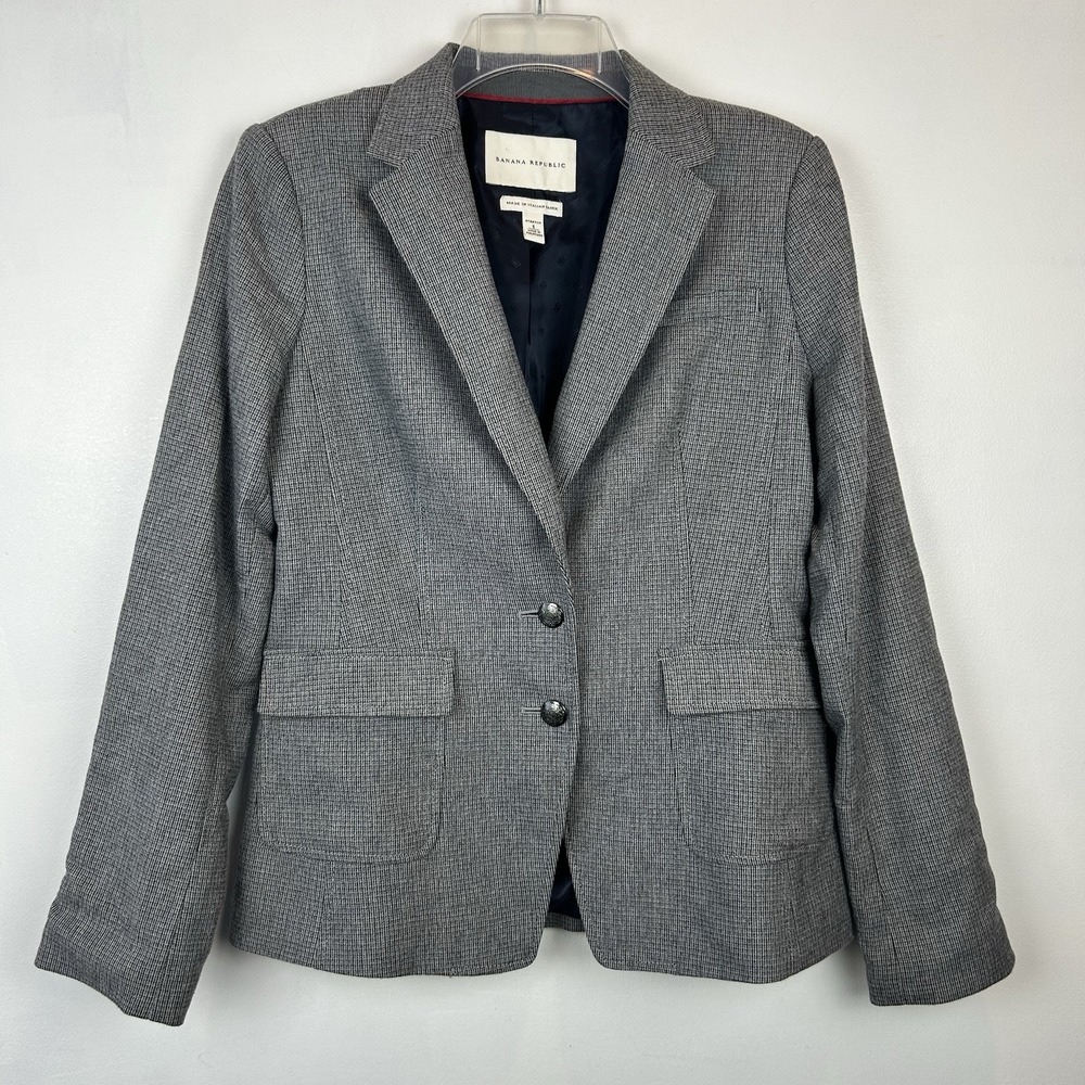 Banana Republic Blazer Womens 6 Wool Blend Italian Fabric Jacket Academia Preppy